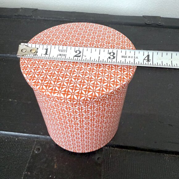 Vintage Tea Tin | Orange & White Floral Metal Lidded Storage Container Cylinder - Picture 7 of 7